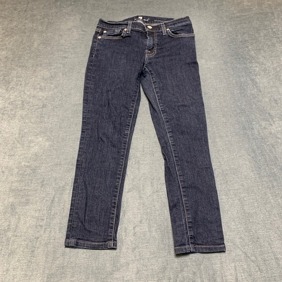 7 For All Mankind Denim - 7 For All Mankind Roxanne Jeans Womens 27 Blue Denim Stretch 5 Pocket Straight